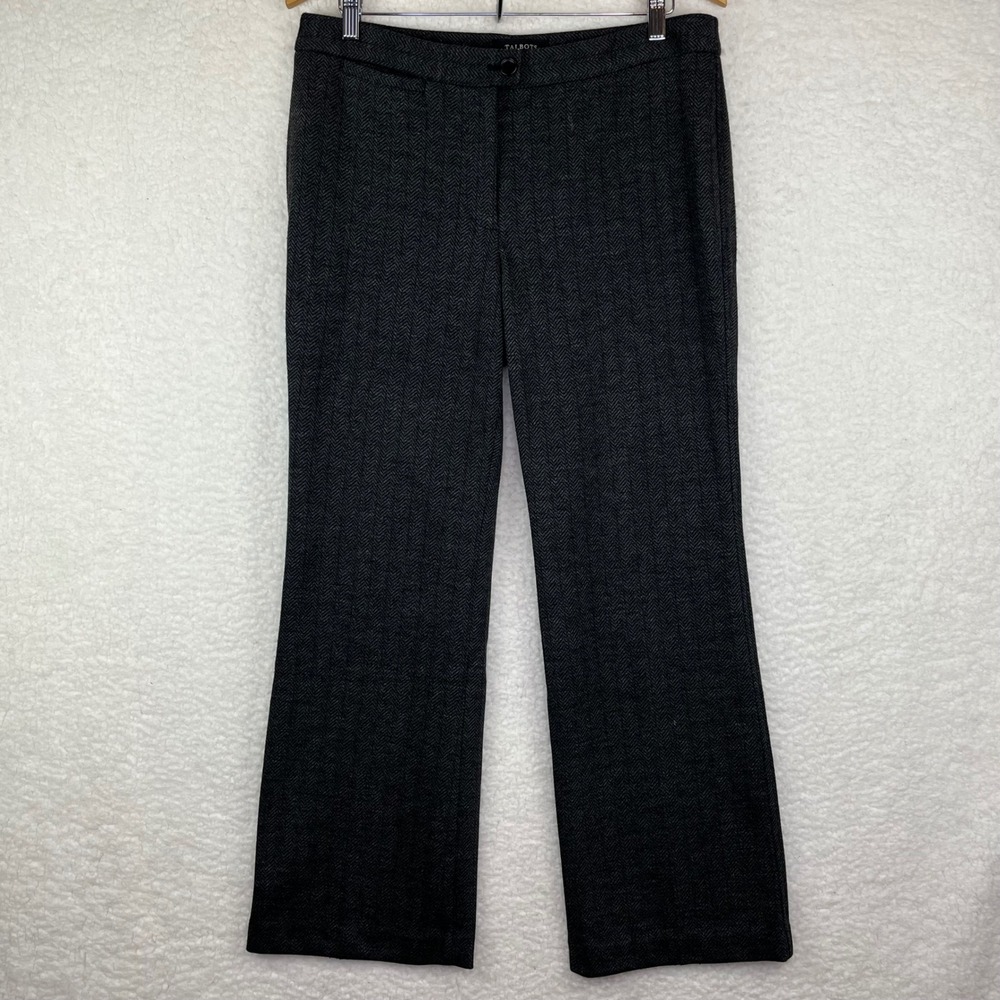 Talbots Petites Grey Herringbone Dress Pants Size 12P Straight Leg Trouser